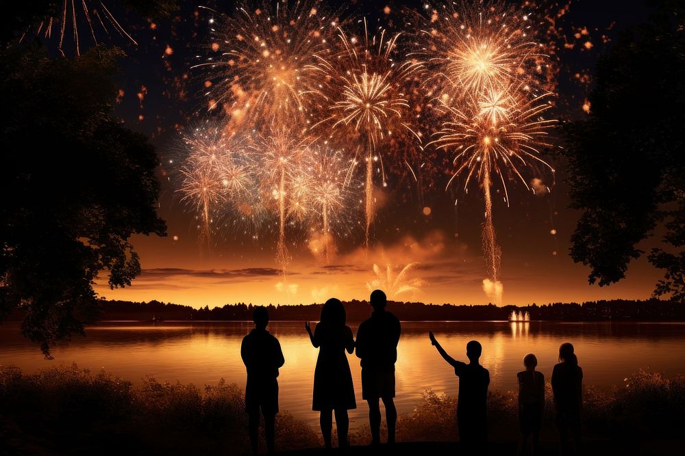 Silhouette fireworks outdoors nature. AI generated Image by rawpixel.