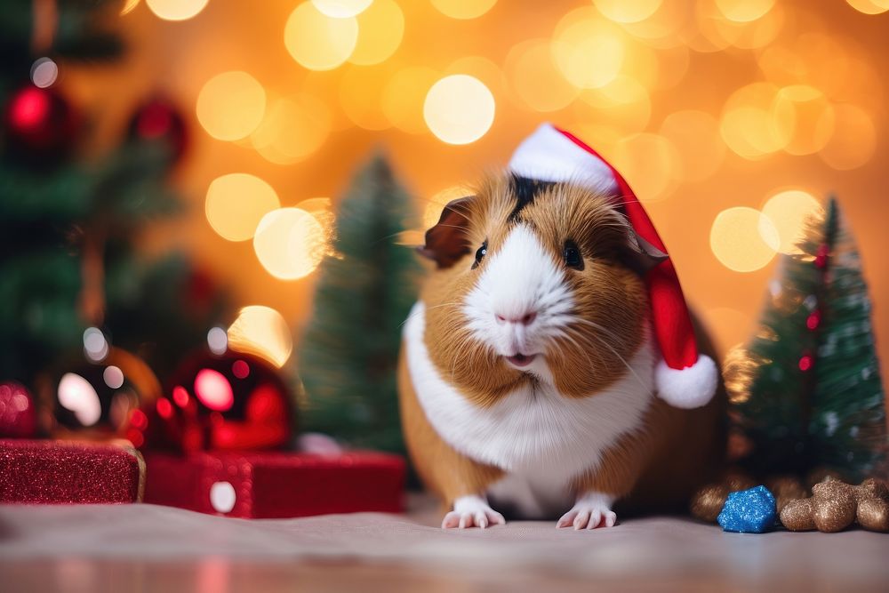 Guinea pig christmas mammal animal. AI generated Image by rawpixel.