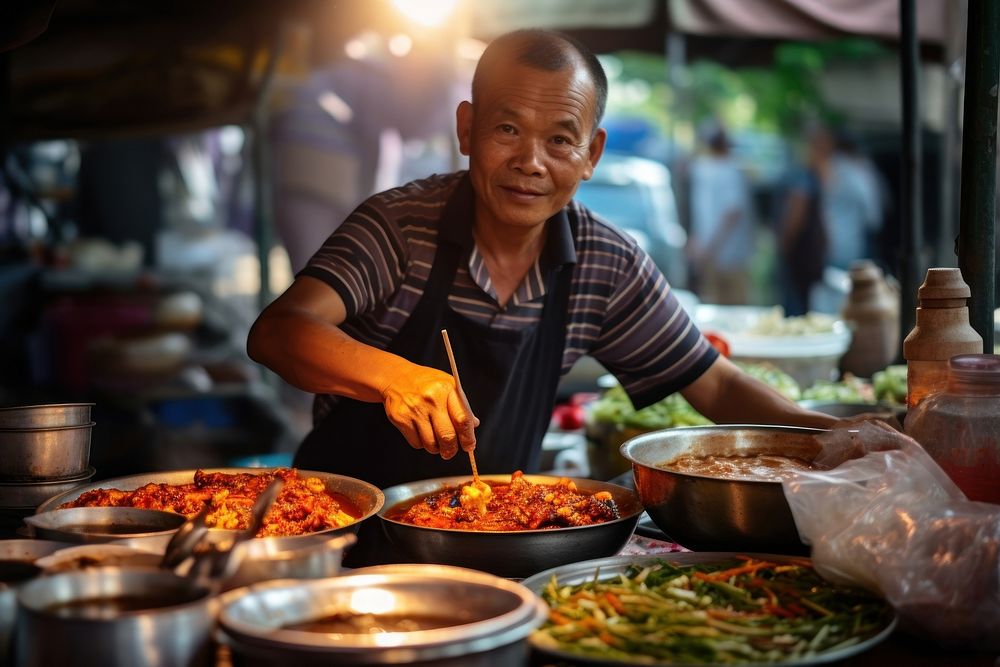 Street food adult restaurant vegetable. AI generated Image by rawpixel.