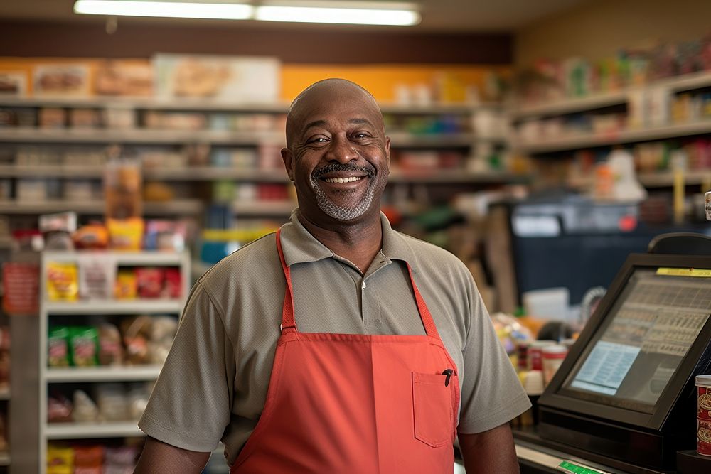 Convenient store supermarket adult entrepreneur. 