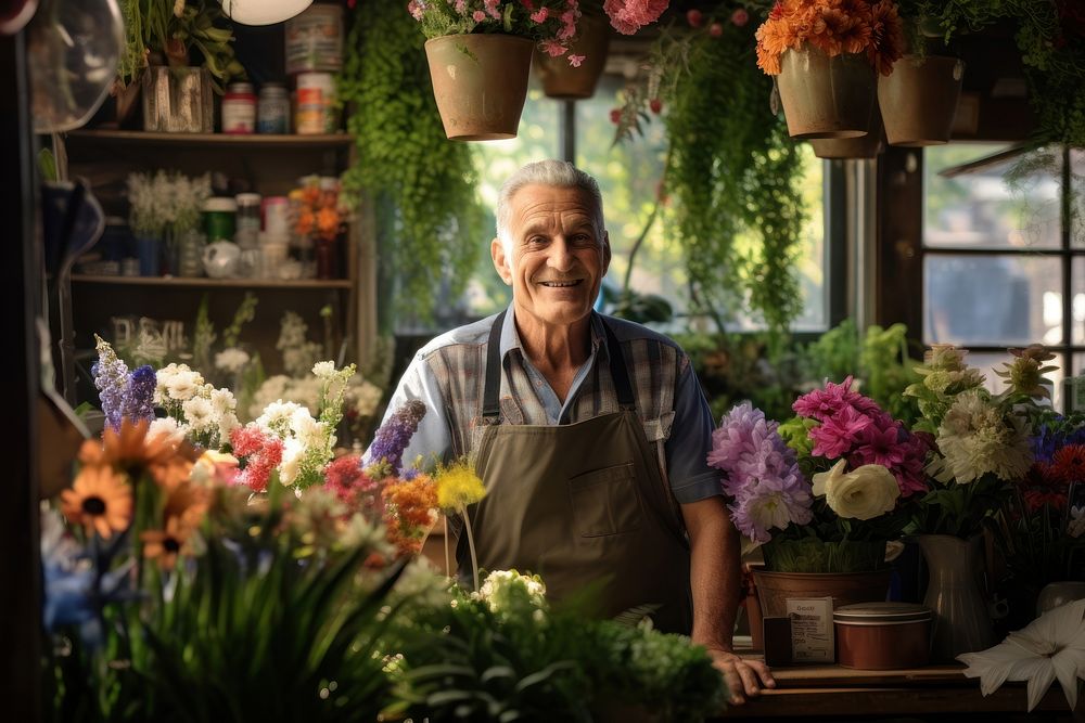 Flower shop gardening nature adult. AI generated Image by rawpixel.