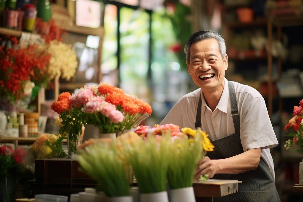 Flower shop smile adult plant. AI generated Image by rawpixel.