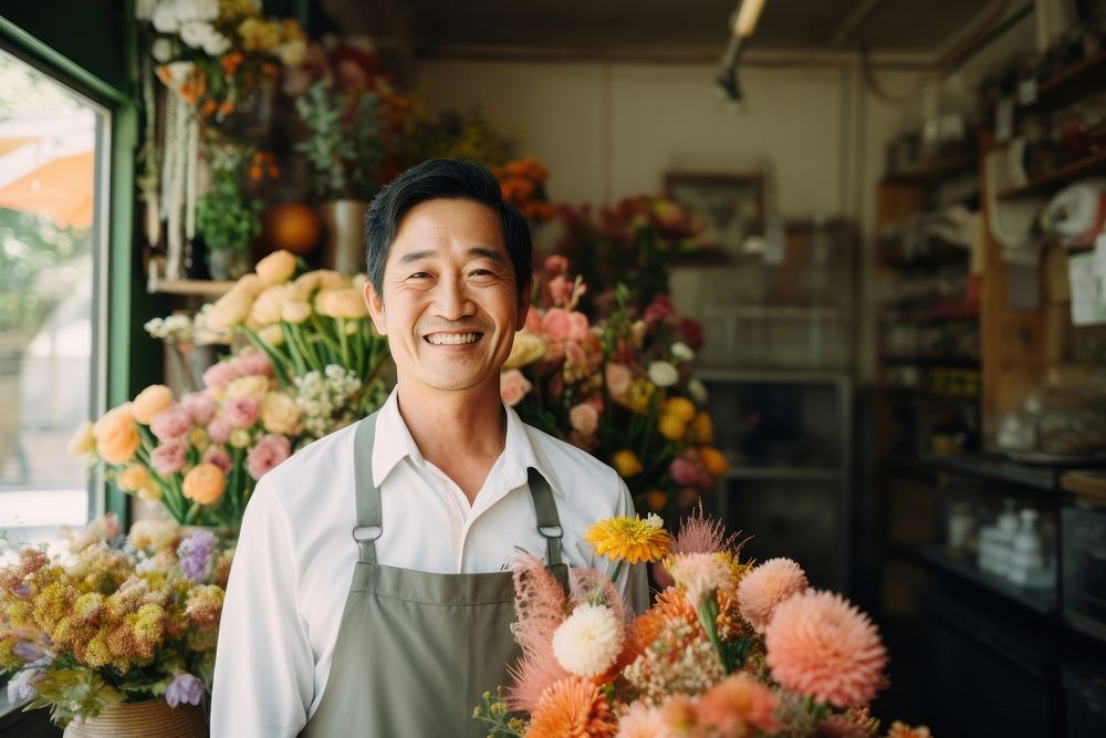 Flower shop adult plant entrepreneur. 