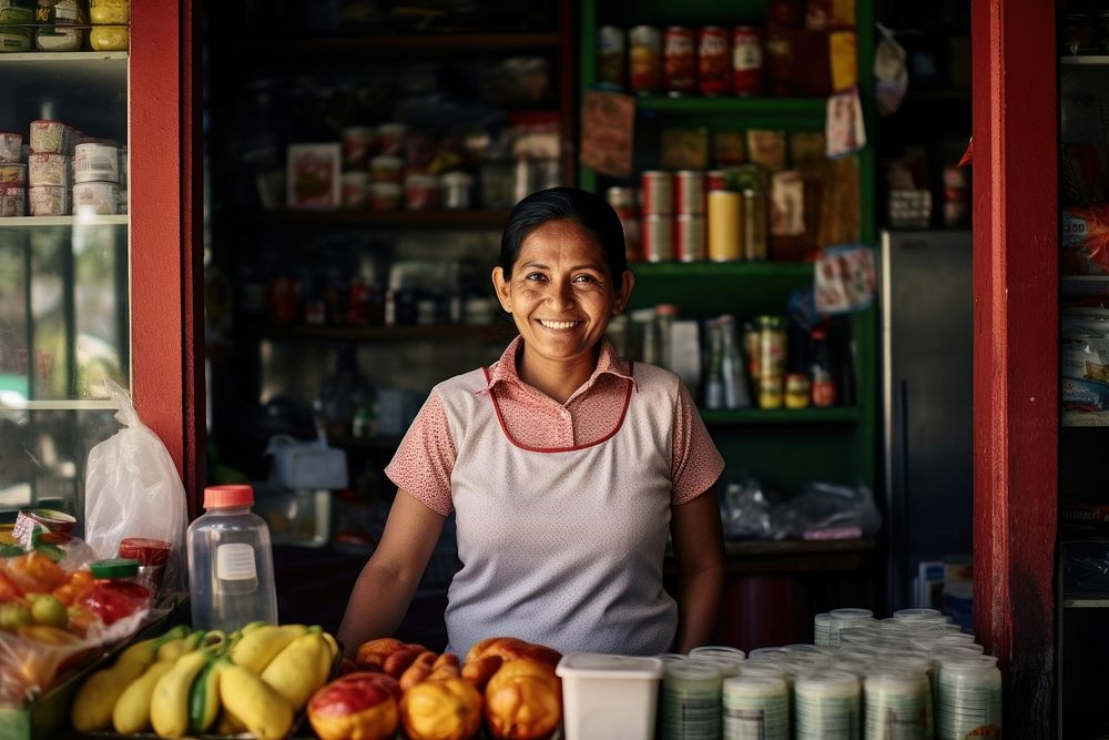 Local grocery store adult entrepreneur greengrocer. 