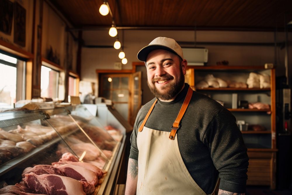 Meat shop adult food entrepreneur. AI generated Image by rawpixel.