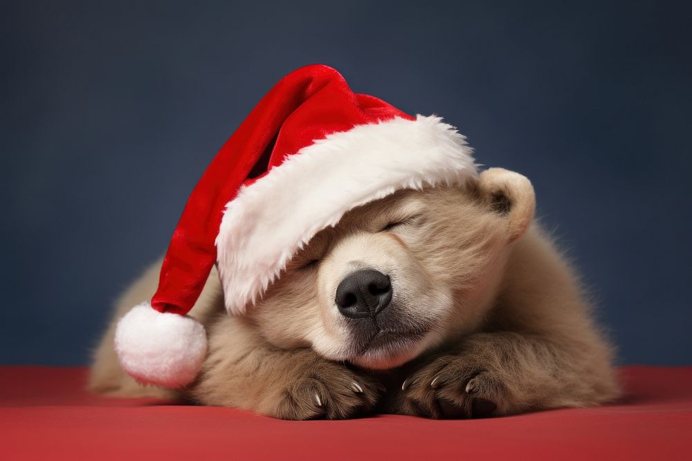 Hibernate bear christmas sleeping mammal. AI generated Image by rawpixel.
