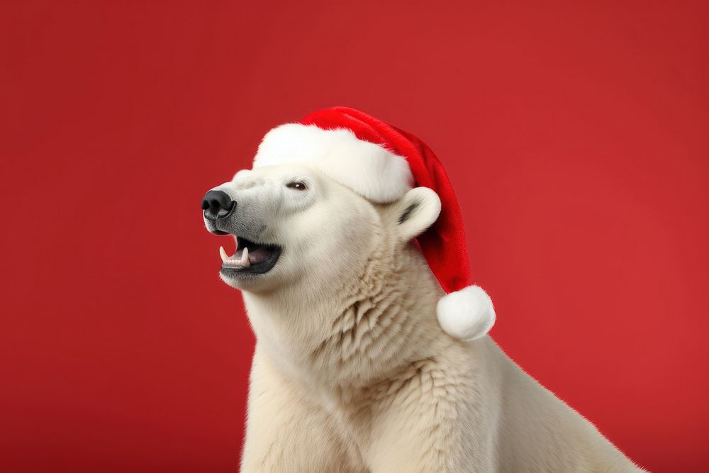 Polar bear christmas mammal animal. AI generated Image by rawpixel.