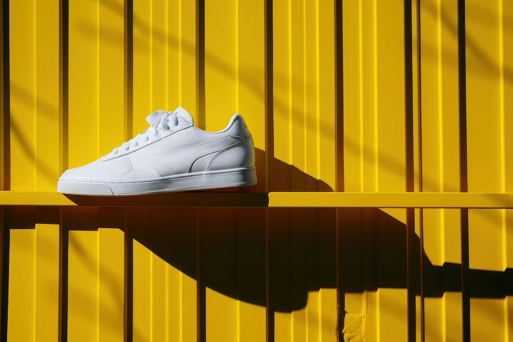 Footwear sneaker yellow white. AI generated Image by rawpixel.