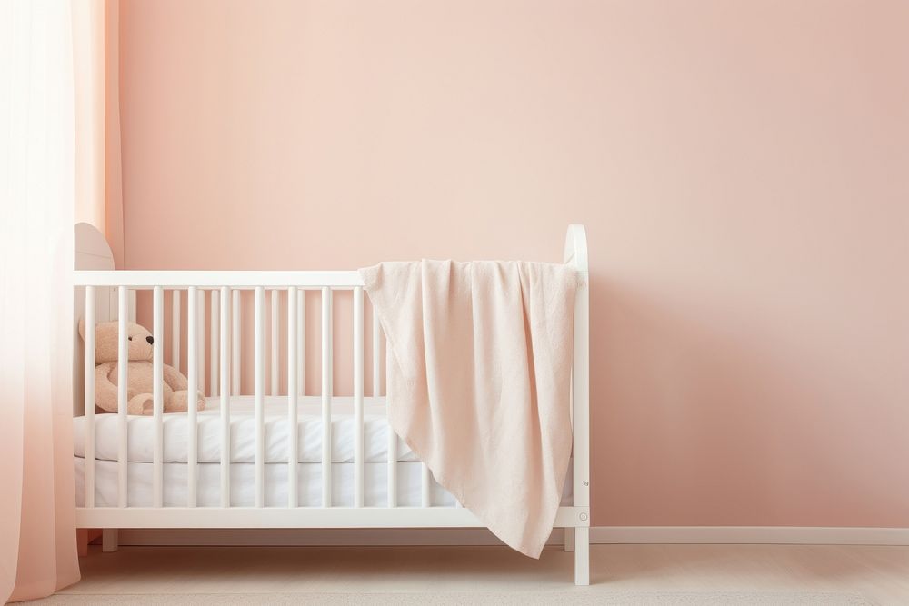 Crib furniture nursery room. AI generated Image by rawpixel.