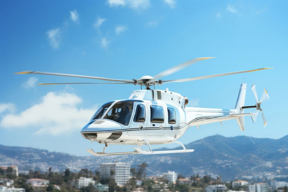 Helicopter aircraft vehicle blue. AI generated Image by rawpixel.