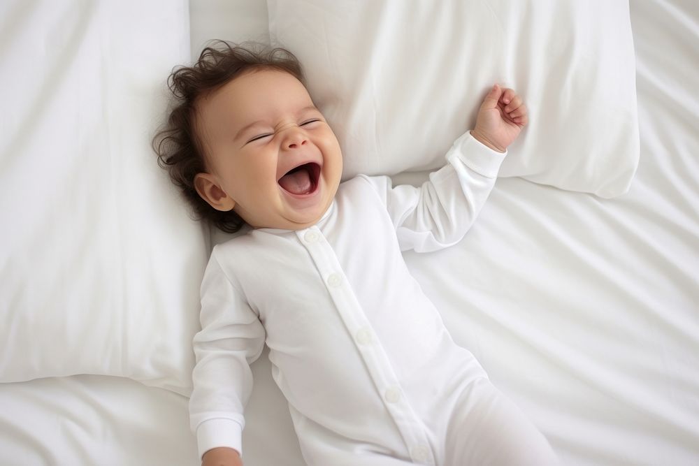 Baby laughing child white. AI generated Image by rawpixel.