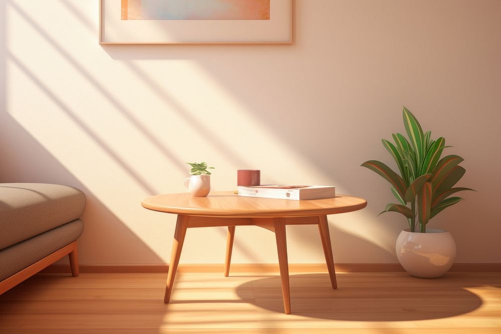 Table furniture lighting plant. AI generated Image by rawpixel.