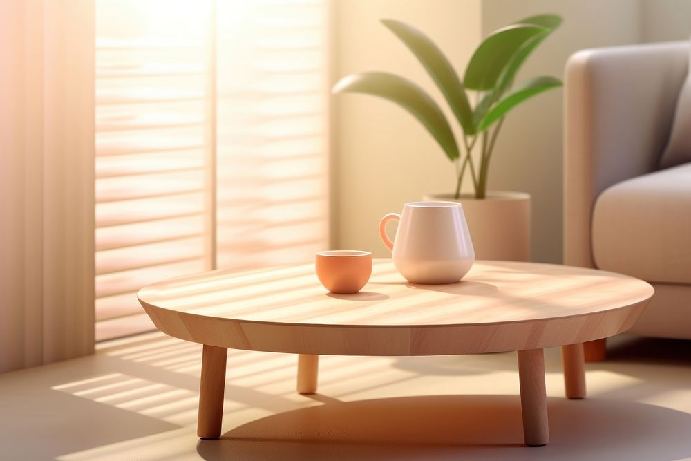 Table furniture lighting room. 