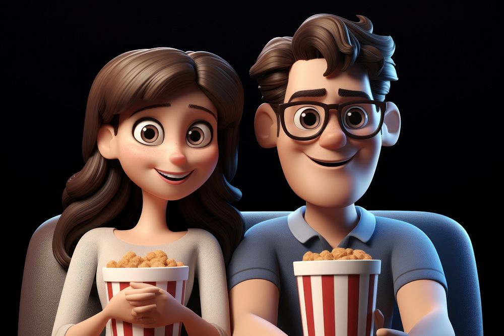 Cartoon popcorn glasses snack. AI generated Image by rawpixel.