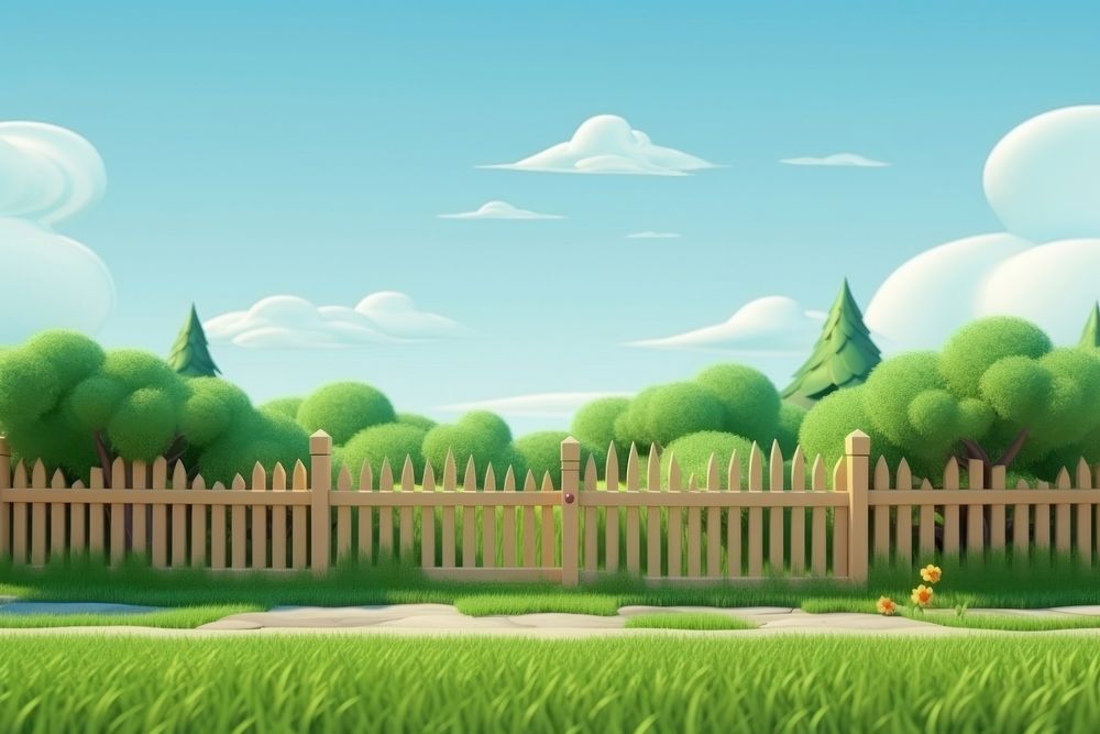 Fence outdoors cartoon nature. AI generated Image by rawpixel.
