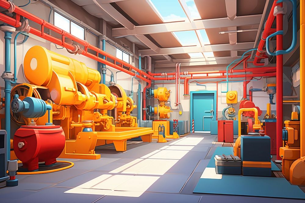 Factory architecture playground technology. AI generated Image by rawpixel.