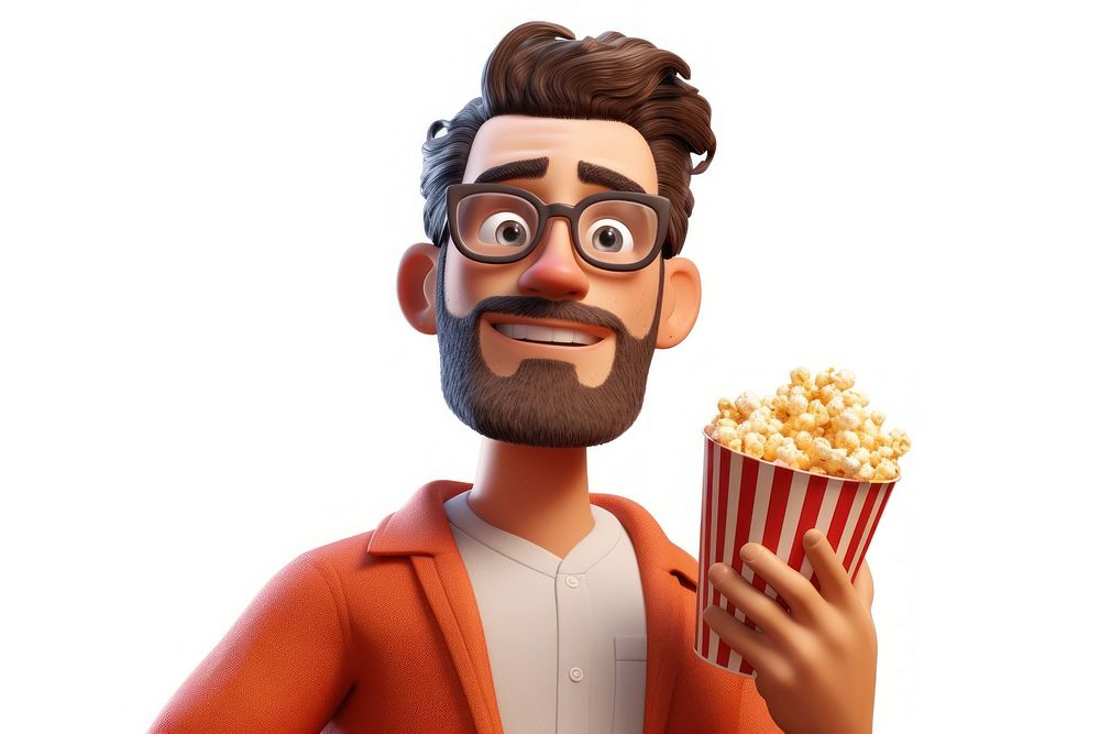 Popcorn glasses cartoon adult. AI generated Image by rawpixel.