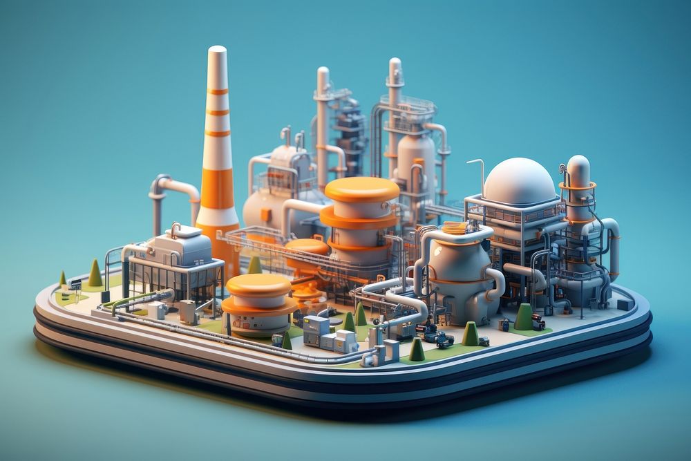 Architecture industry refinery factory. AI generated Image by rawpixel.