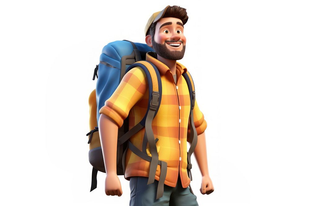 Backpack smiling cartoon adult. AI generated Image by rawpixel.