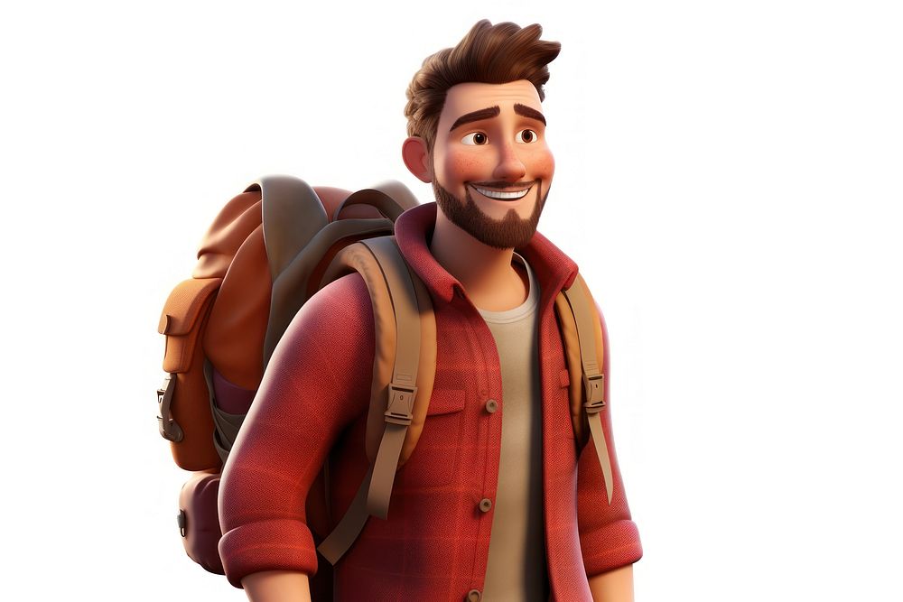 Cartoon backpack smiling adult. AI generated Image by rawpixel.