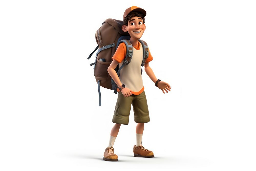 Backpack smiling cartoon white background. AI generated Image by rawpixel.