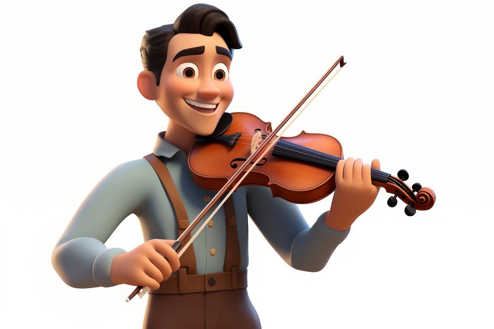 Violin cartoon white background performance. AI generated Image by rawpixel.
