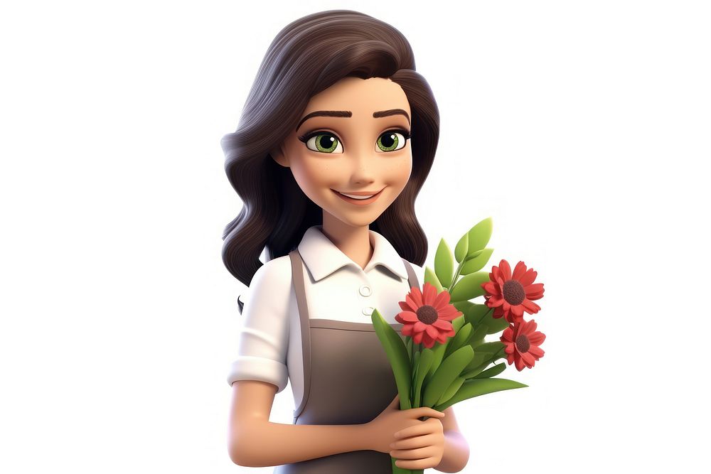 Smiling cartoon flower female. AI generated Image by rawpixel.