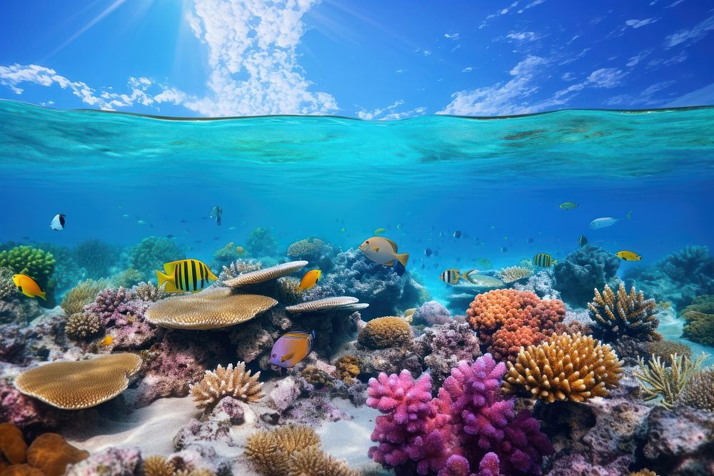 Underwater ocean outdoors nature. AI generated Image by rawpixel.