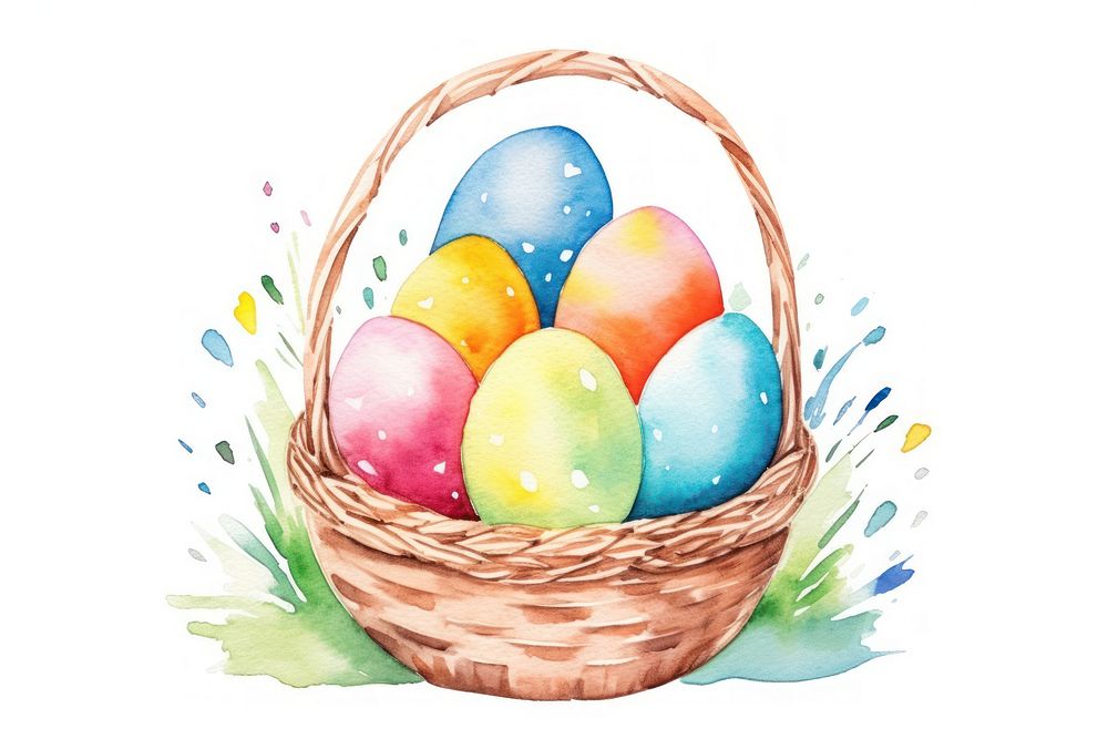 Basket egg cartoon easter. AI generated Image by rawpixel.