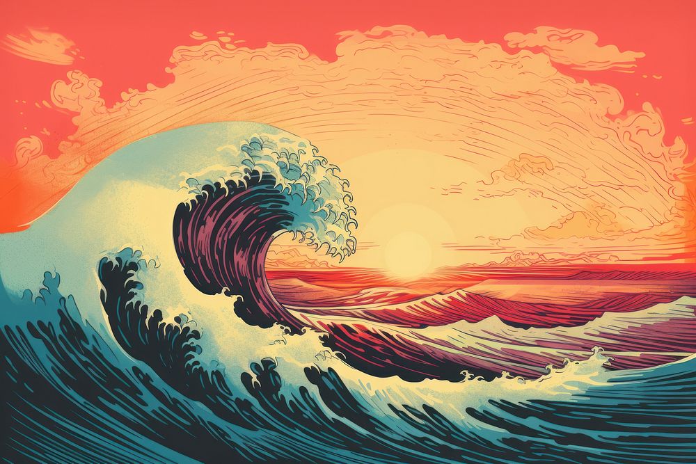 Outdoors nature ocean wave. AI generated Image by rawpixel.