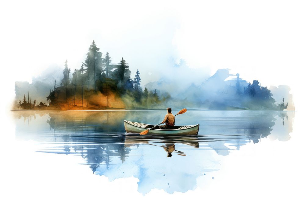 Canoeing vehicle rowboat rowing. AI generated Image by rawpixel.