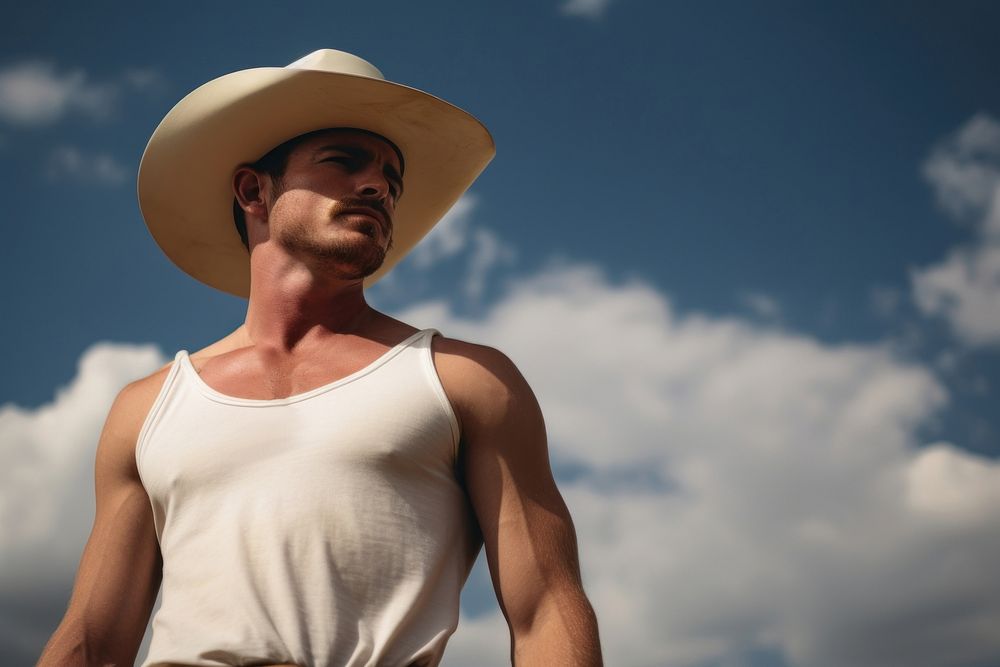 Cowboy adult men barechested. AI generated Image by rawpixel.