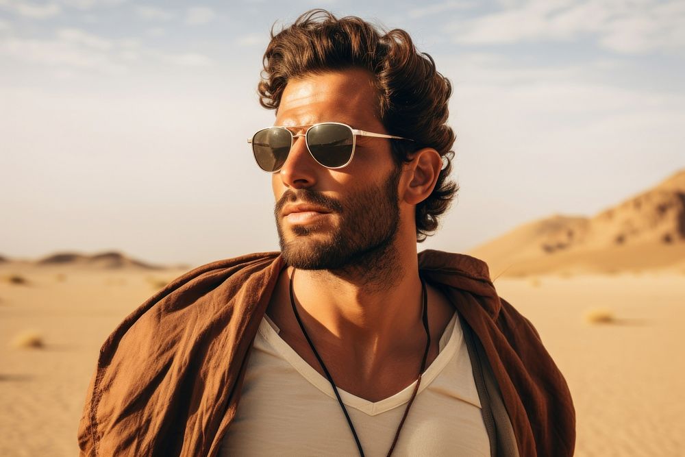 Sunglasses portrait outdoors nature. 