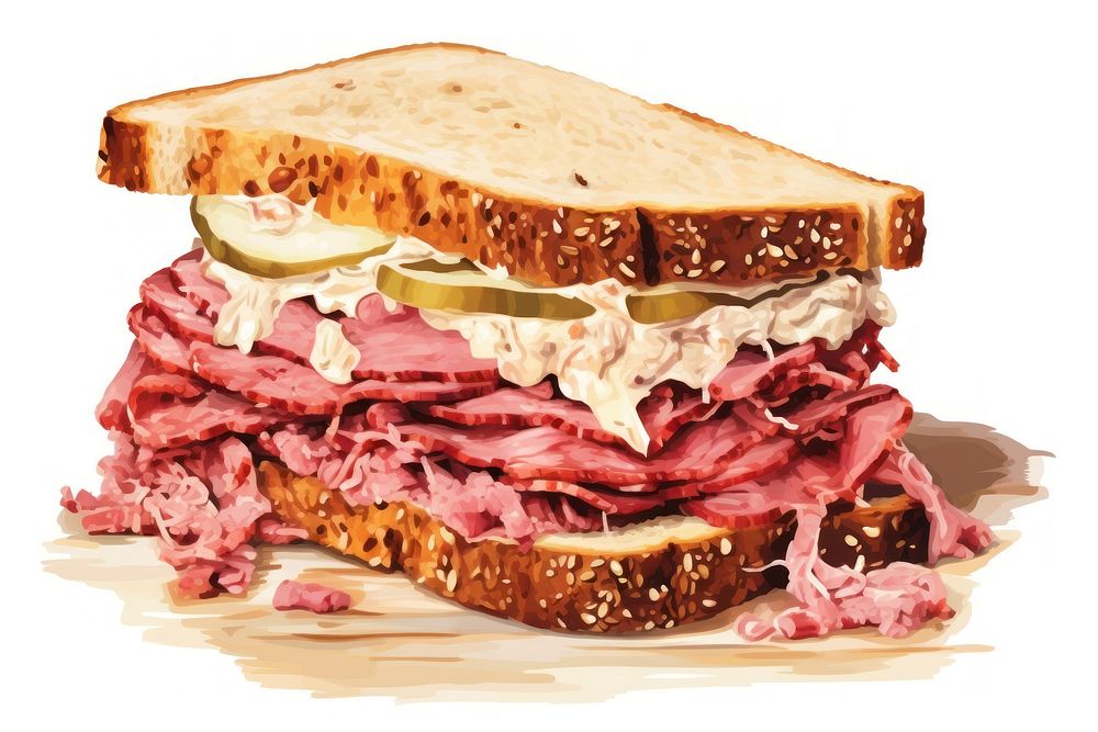 Sandwich food beef white background. AI generated Image by rawpixel.