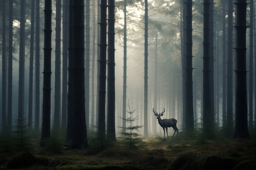 Wildlife outdoors woodland morning. AI generated Image by rawpixel.