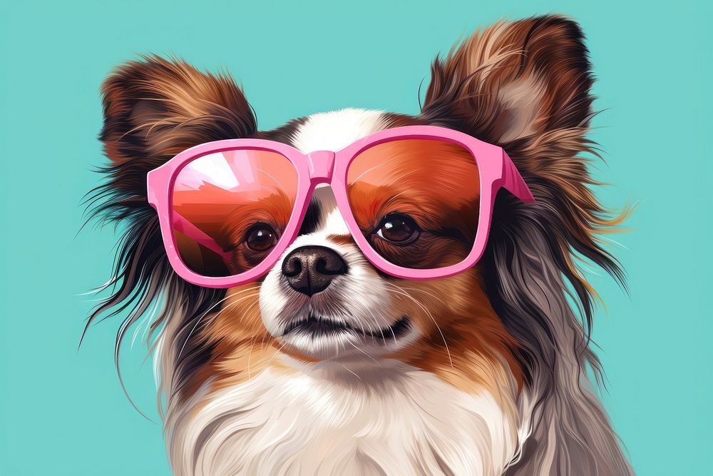 Sunglasses papillon spaniel dog. AI generated Image by rawpixel.