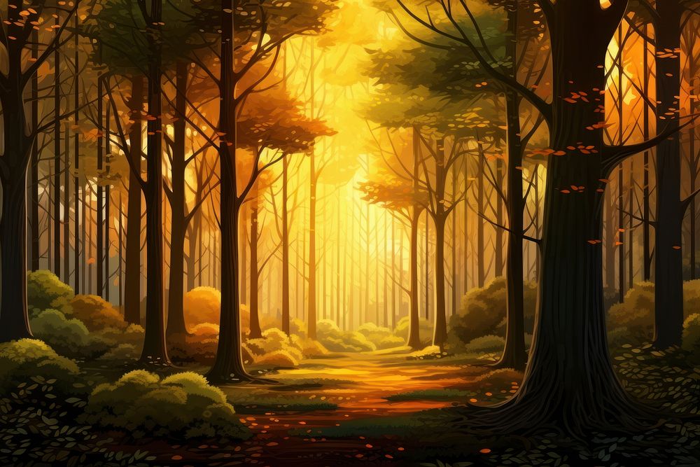 Sunlight forest nature tree. AI generated Image by rawpixel.