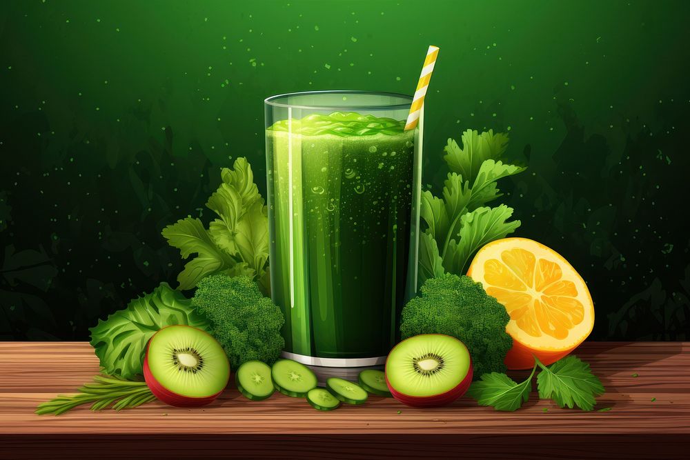 Juice fruit green vegetable. AI generated Image by rawpixel.