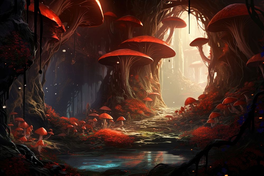 Mushroom outdoors forest nature. AI generated Image by rawpixel.