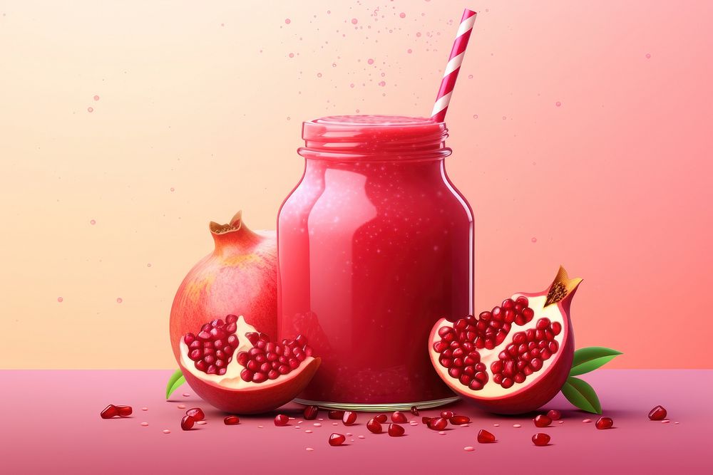 Pomegranate smoothie fruit juice. AI generated Image by rawpixel.