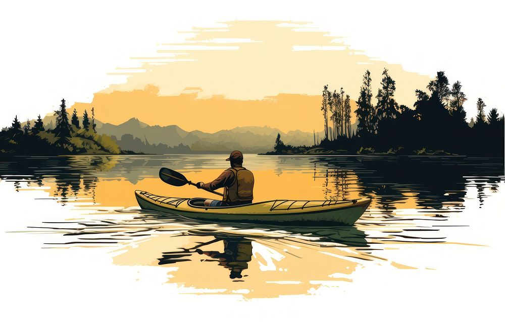 Kayak paddling canoeing vehicle. AI generated Image by rawpixel.