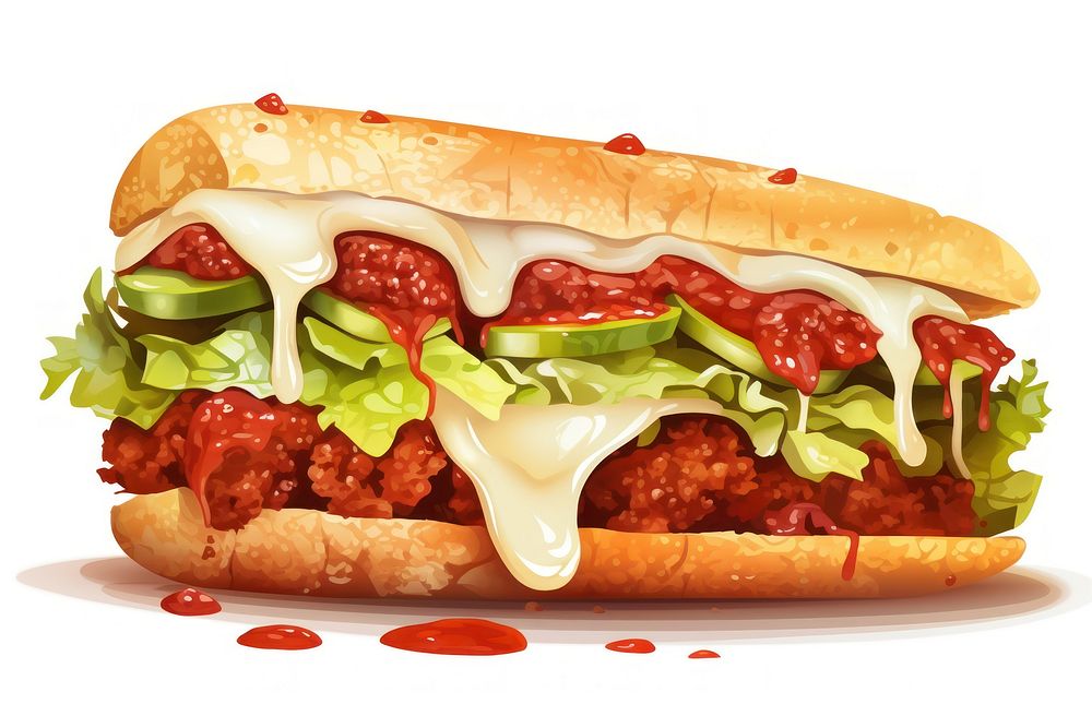 Sandwich lettuce ketchup cheese. AI generated Image by rawpixel.
