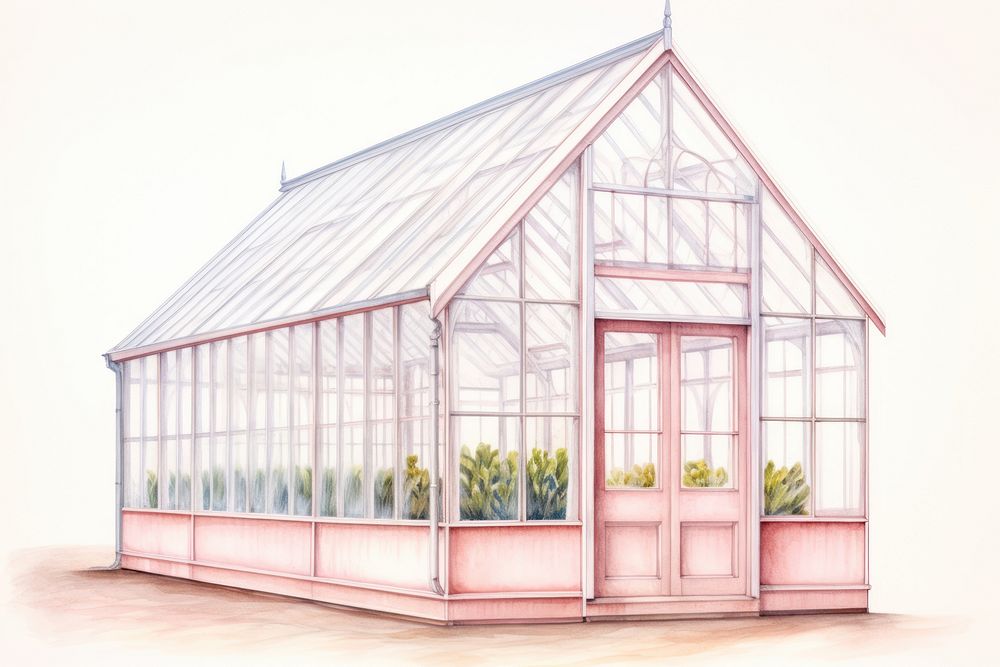 Greenhouse drawing architecture gardening. AI generated Image by rawpixel.