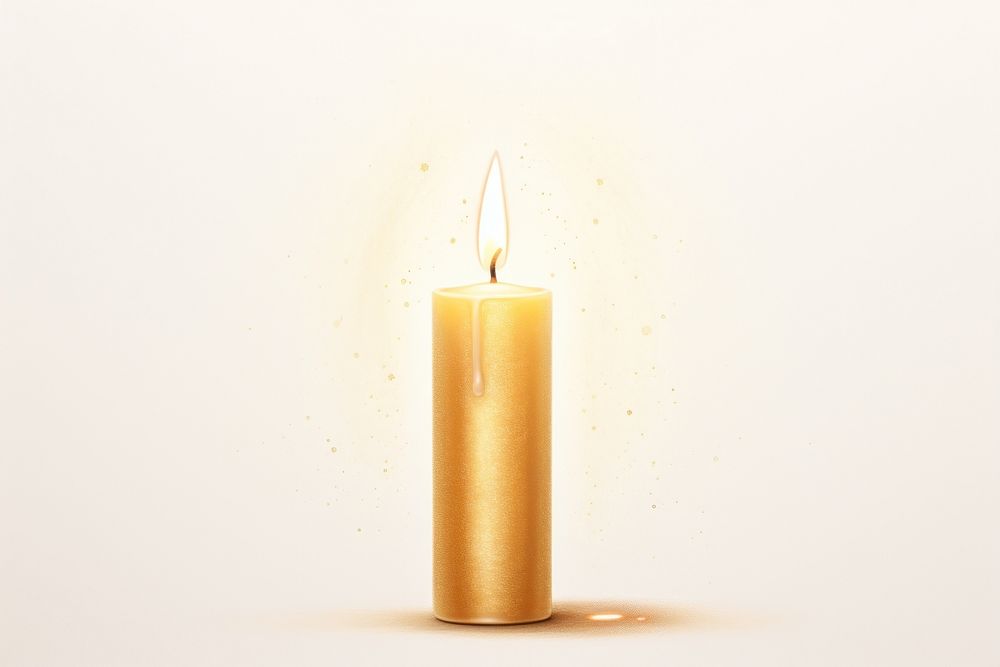 Candle gold white background illuminated. AI generated Image by rawpixel.