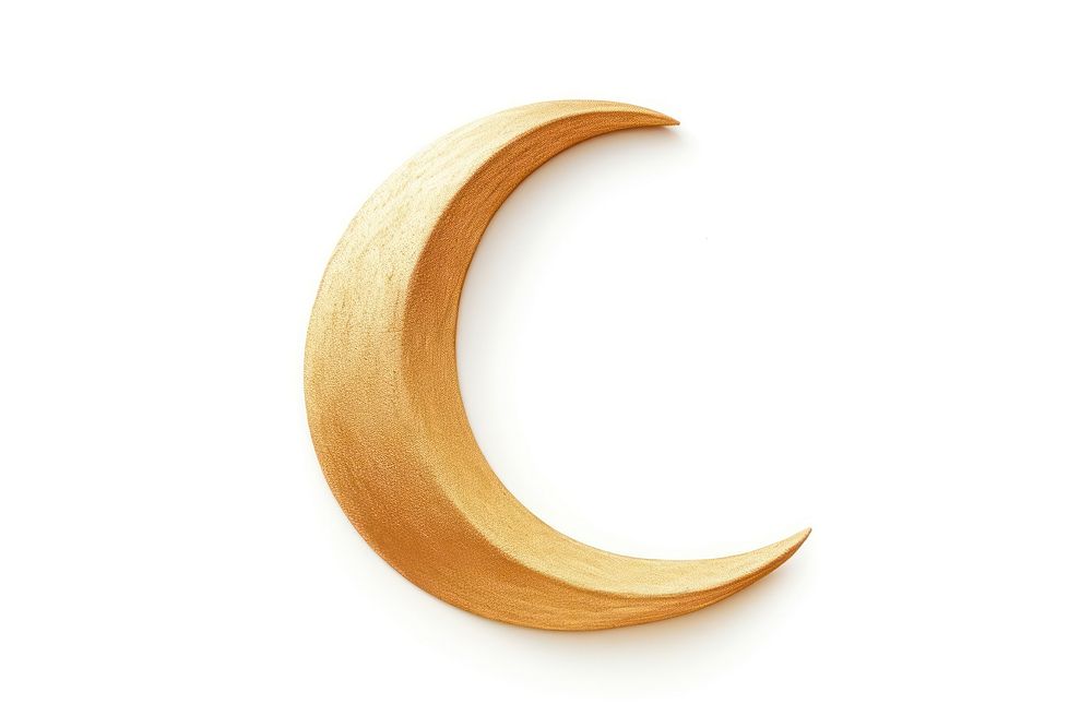 Crescent gold moon white background. AI generated Image by rawpixel.