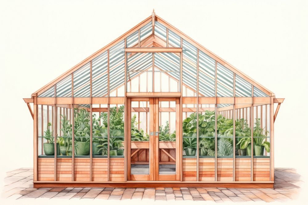Greenhouse plant wood architecture. AI generated Image by rawpixel.