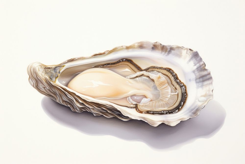 Oyster seafood clam white background invertebrate. AI generated Image by rawpixel.