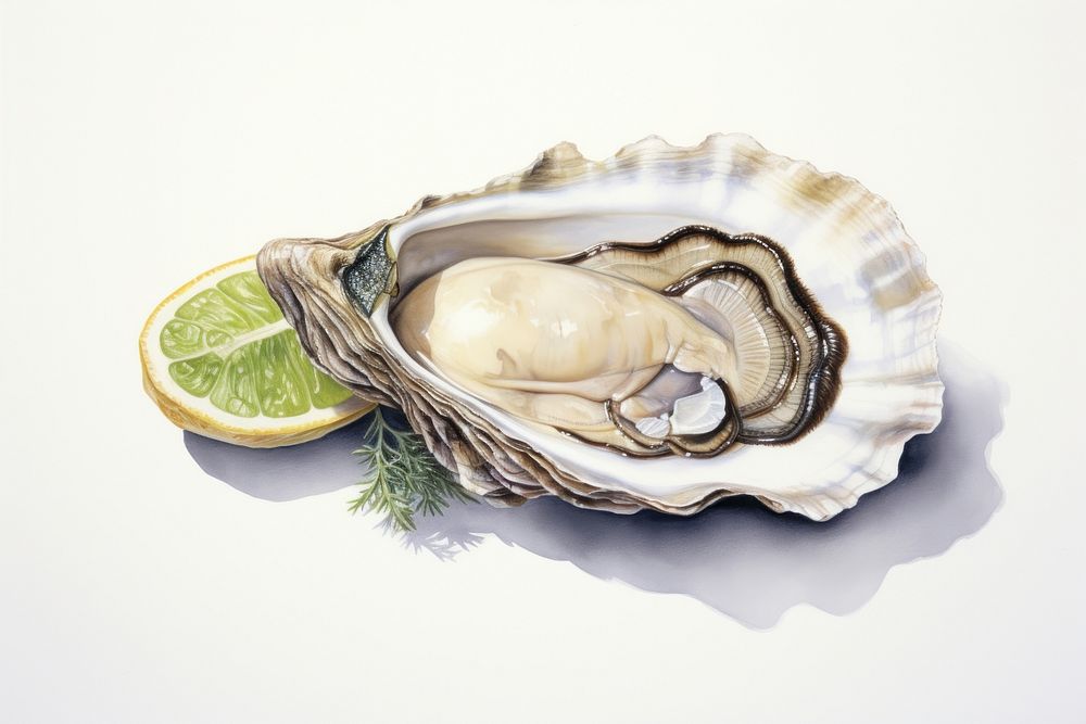 Oyster seafood seashell lemon clam. AI generated Image by rawpixel.