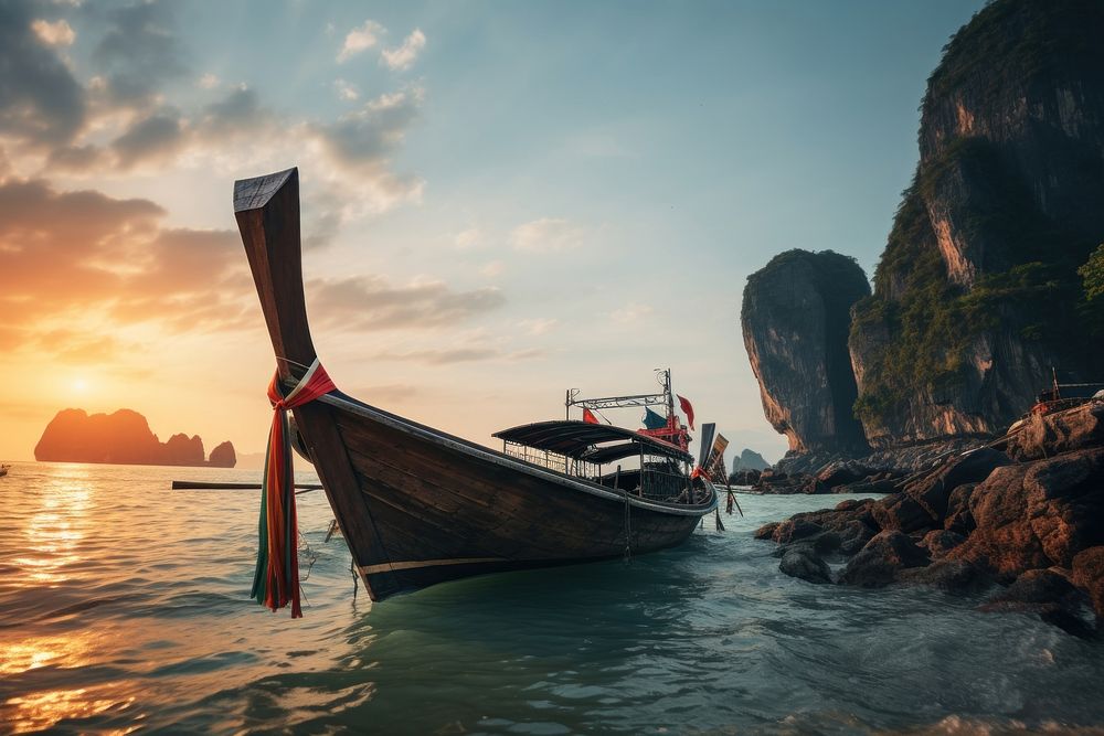Sea outdoors vehicle boating. AI generated Image by rawpixel.