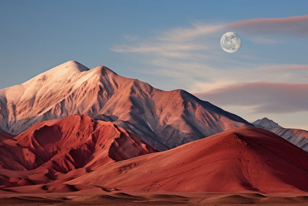 Mountain moon landscape astronomy. 